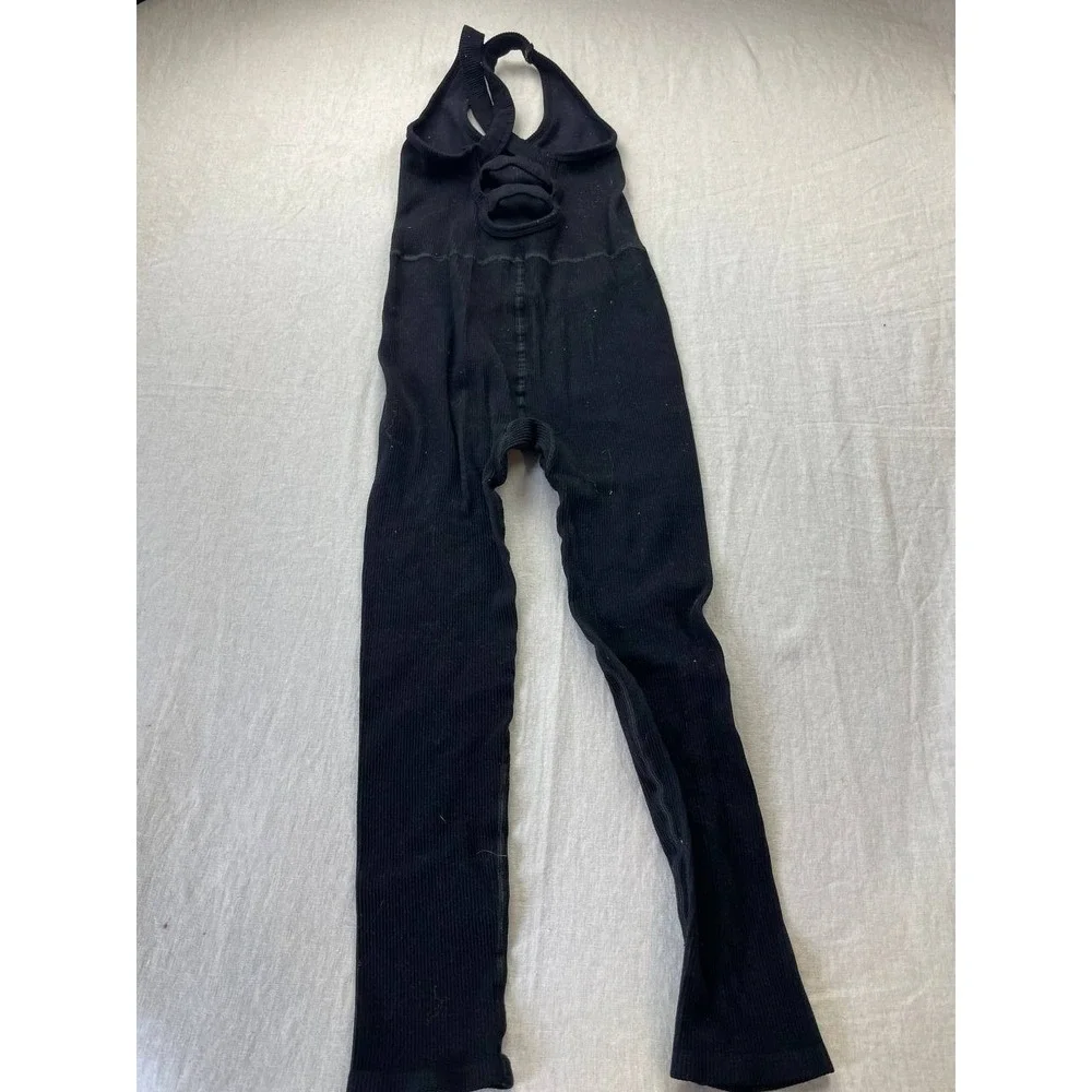 FP Movement Free People Free Throw Jumpsuit OnePiece Ribbed Knit Black Small - Picture 5 of 5